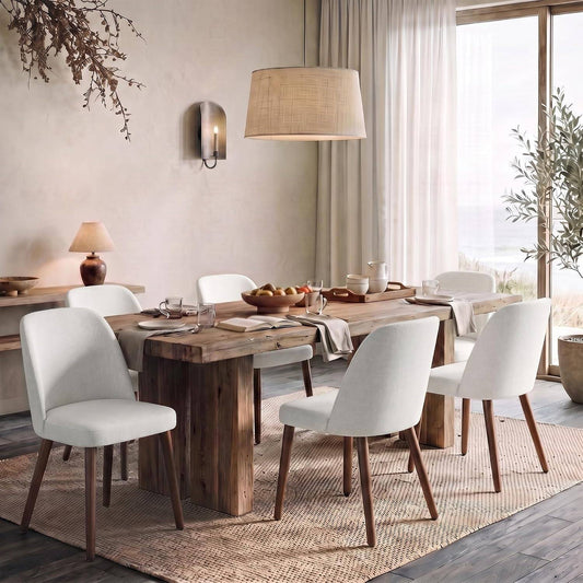 Modern Fabric Upholstered Dining Chair with Curved Backrest