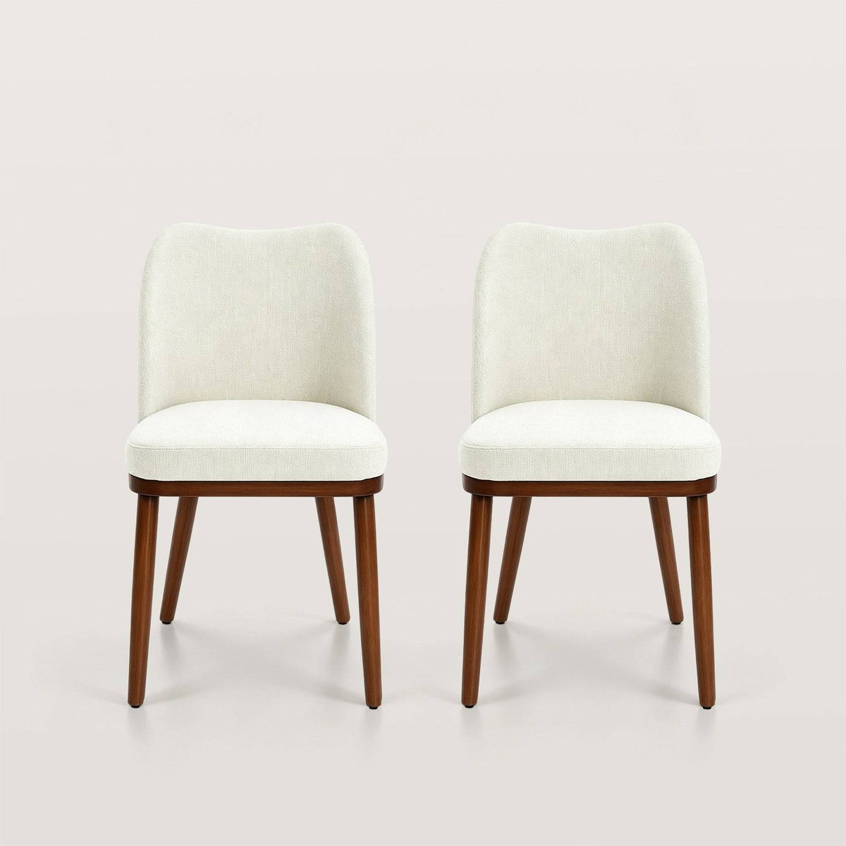 Modern Curved Wingback Dining Chairs with Wood Legs