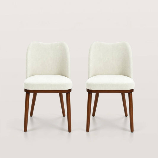 Modern Curved Wingback Dining Chairs with Wood Legs