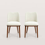 Modern Curved Wingback Dining Chairs with Wood Legs