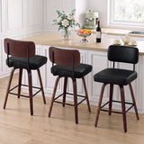 Swivel Chair Bar Stool with Faux Leather Backrest and Cushion