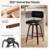 Swivel Chair Bar Stool with Faux Leather Backrest and Cushion