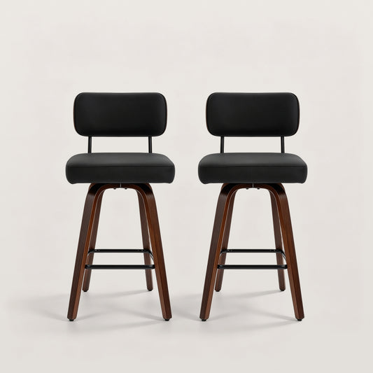 Swivel Dining Chair Bar Stool with Faux Leather Cushion
