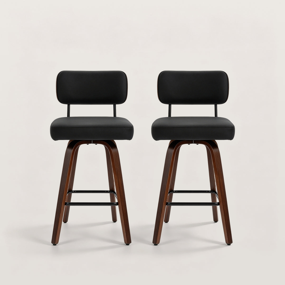 Metal Frame Swivel Chair with Faux Leather Backrest and Cushion