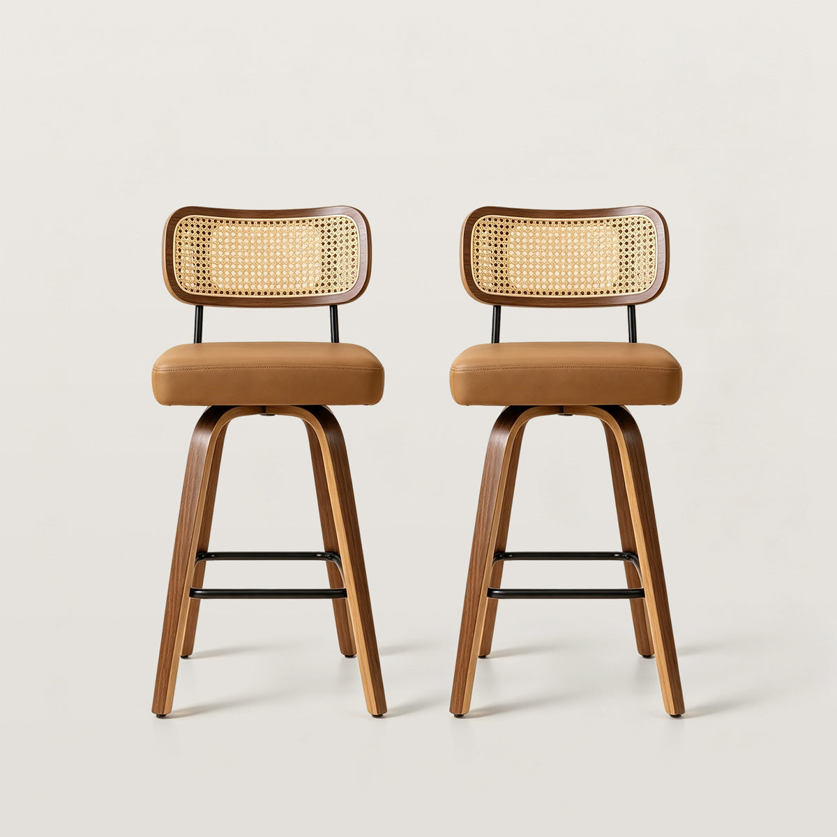 360° Swivel Counter Chairs with Faux Leather Cushion