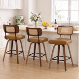 360° Swivel Counter Chairs with Faux Leather Cushion