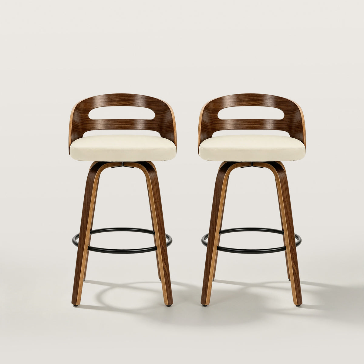 Modern Swivel Bar Chair with Bentwood Legs and Footrest