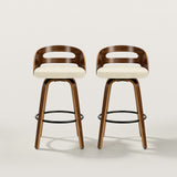 Modern Swivel Bar Chair with Bentwood Legs and Footrest