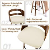 Modern Swivel Bar Chair with Bentwood Legs and Footrest