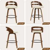 Modern Swivel Bar Chair with Bentwood Legs and Footrest