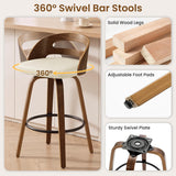 Modern Swivel Bar Chair with Bentwood Legs and Footrest