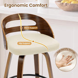 Modern Swivel Bar Chair with Bentwood Legs and Footrest