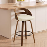 Modern Swivel Bar Chair with Bentwood Legs and Footrest