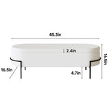 White Metal Stand Storage Ottoman Bench