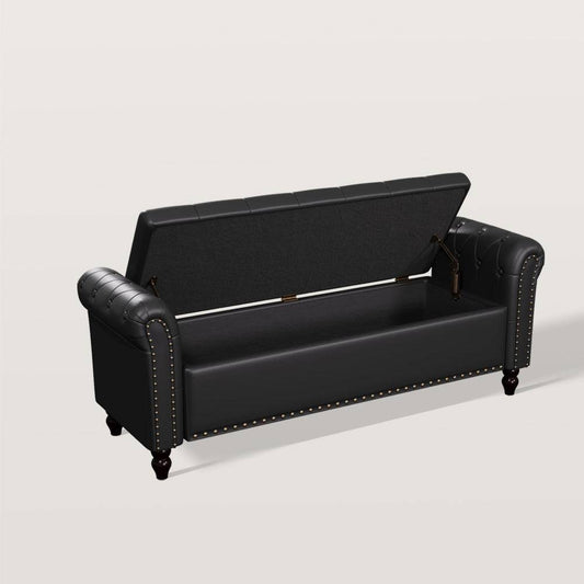 65'' PU Leather Storage Ottoman Bedroom Bench