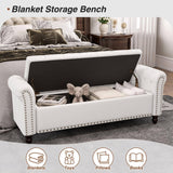 65'' PU Leather Storage Ottoman Bedroom Bench