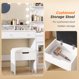 39.8in Modern White Vanity Desk with Charging Station and Storage