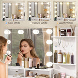 39.8in Modern White Vanity Desk with Charging Station and Storage