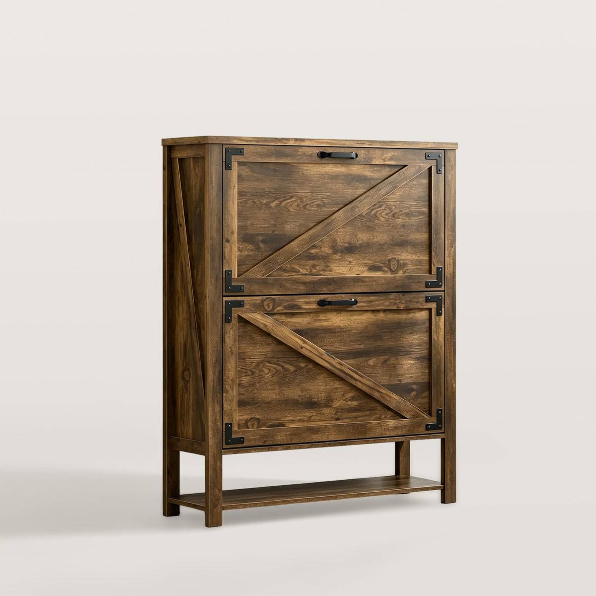Farmhouse Shoe Cabinet with 2 Flip Drawers for Entryway