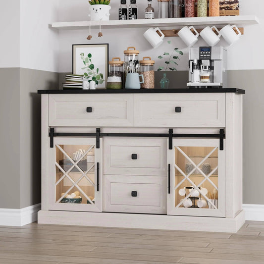 White Large Sideboard Buffet Cabinet with Storage