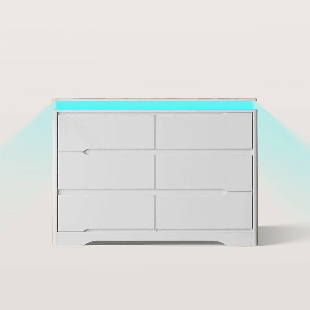 White Dresser Modern Chest of Drawers with LED Light