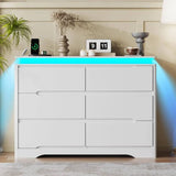 White Dresser Modern Chest of Drawers with LED Light