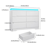 White Dresser Modern Chest of Drawers with LED Light