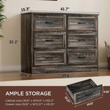 Modern Farmhouse 6-Drawer Dresser with Charging Station
