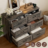Modern Farmhouse 6-Drawer Dresser with Charging Station