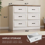 Modern Farmhouse 6-Drawer Dresser with Charging Station