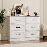 Modern Farmhouse 6-Drawer Dresser with Charging Station