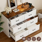 Modern Farmhouse 6-Drawer Dresser with Charging Station