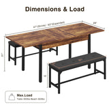 47''- 63'' Extendable Dining Table Set for 4-8 Person