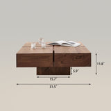 Square Coffee Table with Storage for Living Room